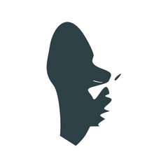 Face half turn view. Elegant silhouette of a female head.