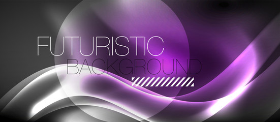 Glossy glowing neon light wave background