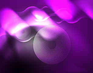 Shiny metallic neon waves vector design