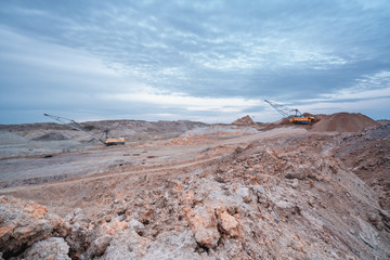 Coal mining at an open pit