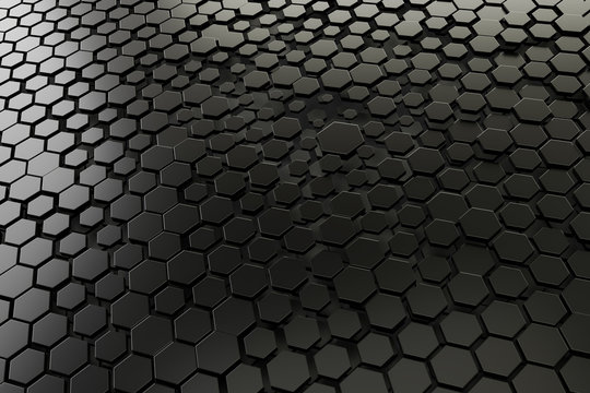 black and white hexagon background © magann