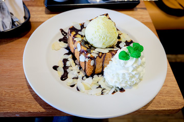 waffle and ice cream