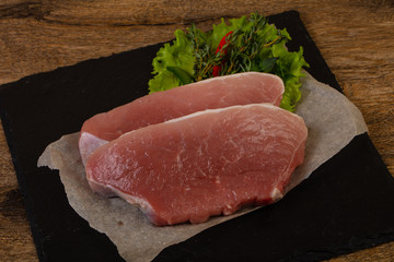 Raw pork steak