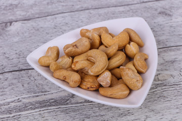 Cashew nuts heap in the bowl