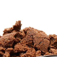 brown sugar on white background
