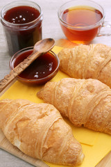 Croissants with marmalade and tea