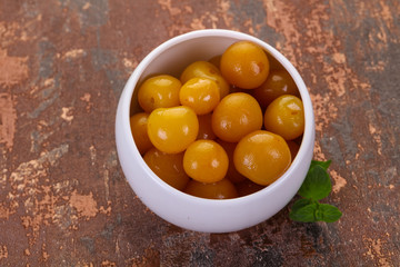 Yellow ripe cherry dessert