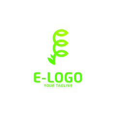 Nature Letter E Logo on White Background