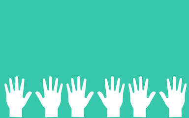 Fototapeta premium six white hands on blue background