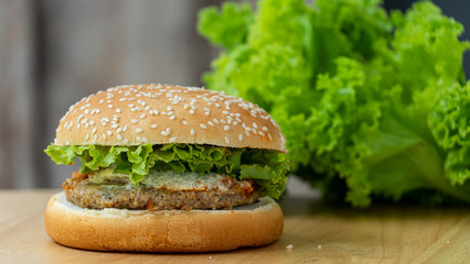 Burger on the table