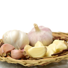 fresh garlic isolated on white background 