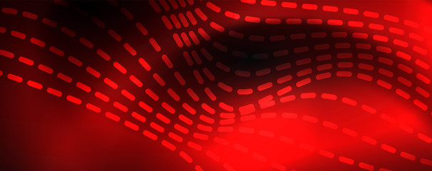 Fototapeta premium Smoky glowing waves in the dark. Dark abstract background with neon color light and wavy lines. Vector