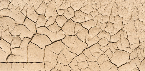 Waterless dry dead ground dirt with cracks and fracture.