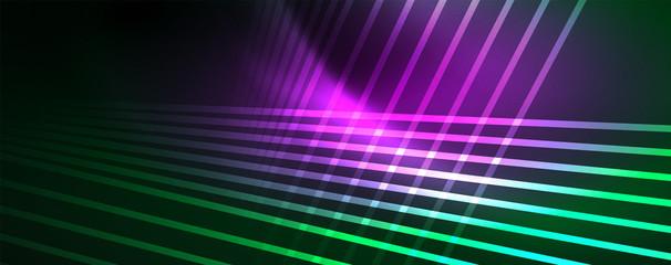 Vector neon light lines concept, abstract background