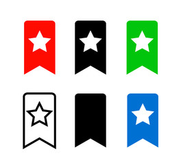 Bookmark Icon. Red, black, green and blue Bookmark Icons isolated on white background.