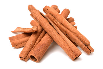 Cinnamon on white background 