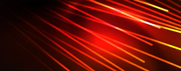 Shiny color neon light with lines, abstract wallpaper, shiny motion, magic space light. Techno abstract background