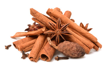 Cinnamon on white background 