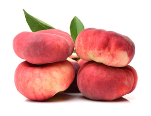 chinese flat peaches on white background 