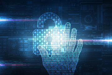 2d illustration Safety concept: Closed Padlock on digital background