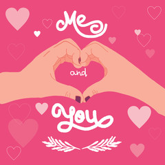 Kiss you phrase. Hand lettering. Perfect for greeting cards, quotes, blogs, posters and more. T-shirt design. Love phrase with hearts