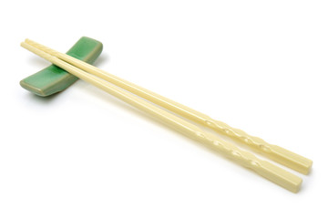 Chopsticks on white background 