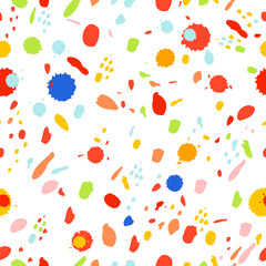 Seamless pattern of blots. Abstract hand painted repeat texture with colorful blots of paint - Vector