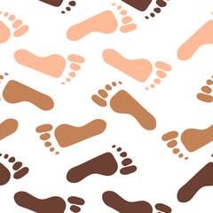 Seamless pattern with footprint human. Traces of people nations of the world.  Vector