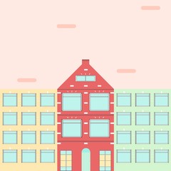 Three colorful houses in flat style 
