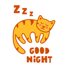 Good night. Vector illustration for greeting card, textile t shirt, print, kids nursery, stickers, posters design.