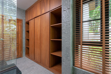 wooden built in wardrobe in the house