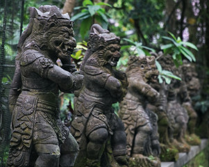Fototapeta na wymiar ancient looking statues in the monkey forest