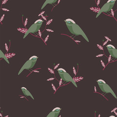 lovebird seamless pattern hand drawn vector