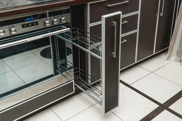 Photo of a kitchen sliding drying cabinet