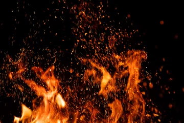 Fototapeten Feuer & Flamme Detail of fire sparks isolated on black background  © Jag_cz