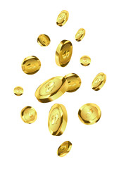 Gold coins explosion. Jackpot concept.