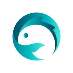 circle fish 3d graphic  logo design