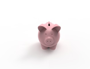 3D rendering of a pink piggy bank isolated in white background.