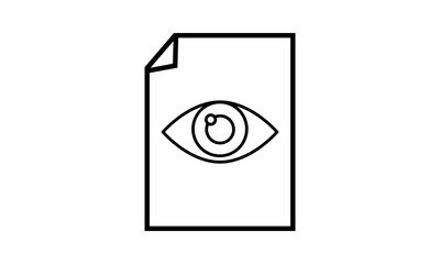 Vision file document vector icon. filled flat sign for mobile concept and web design. Paper document and human eye simple line icon. 