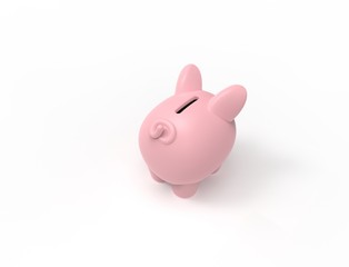 3D rendering of a pink piggy bank isolated in white background.
