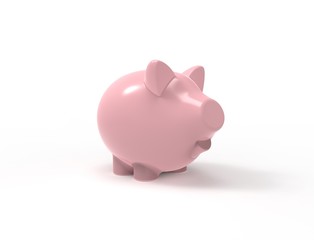 3D rendering of a pink piggy bank isolated in white background.