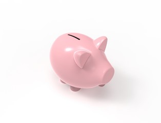 3D rendering of a pink piggy bank isolated in white background.