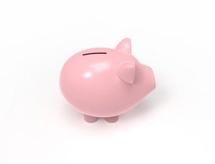 3D rendering of a pink piggy bank isolated in white background.