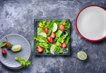 Summer salad with strawberries