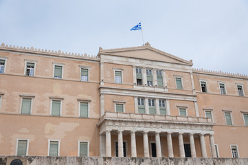Fototapeta na wymiar The greek Parliament Building situated at the Syntagma Square.