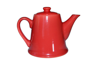 red teapot on isolated white background