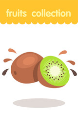 Fruit illustration. Flat style icon. Kiwi vector cartoon design, EPS 10 editable vector.