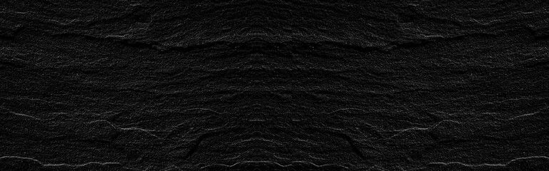 Panorama of Natural black stone texture and background
