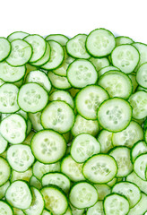 cut cucumbers isolated on white