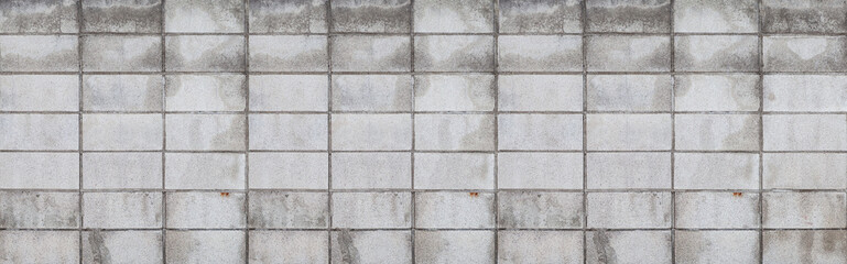 Panorama of Concrete block wall seamless background and texture